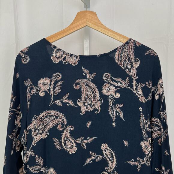 GARNET HILL Size 12 Paisley Bohemian Pocket Detail Dress Navy Blue - Picture 5 of 9